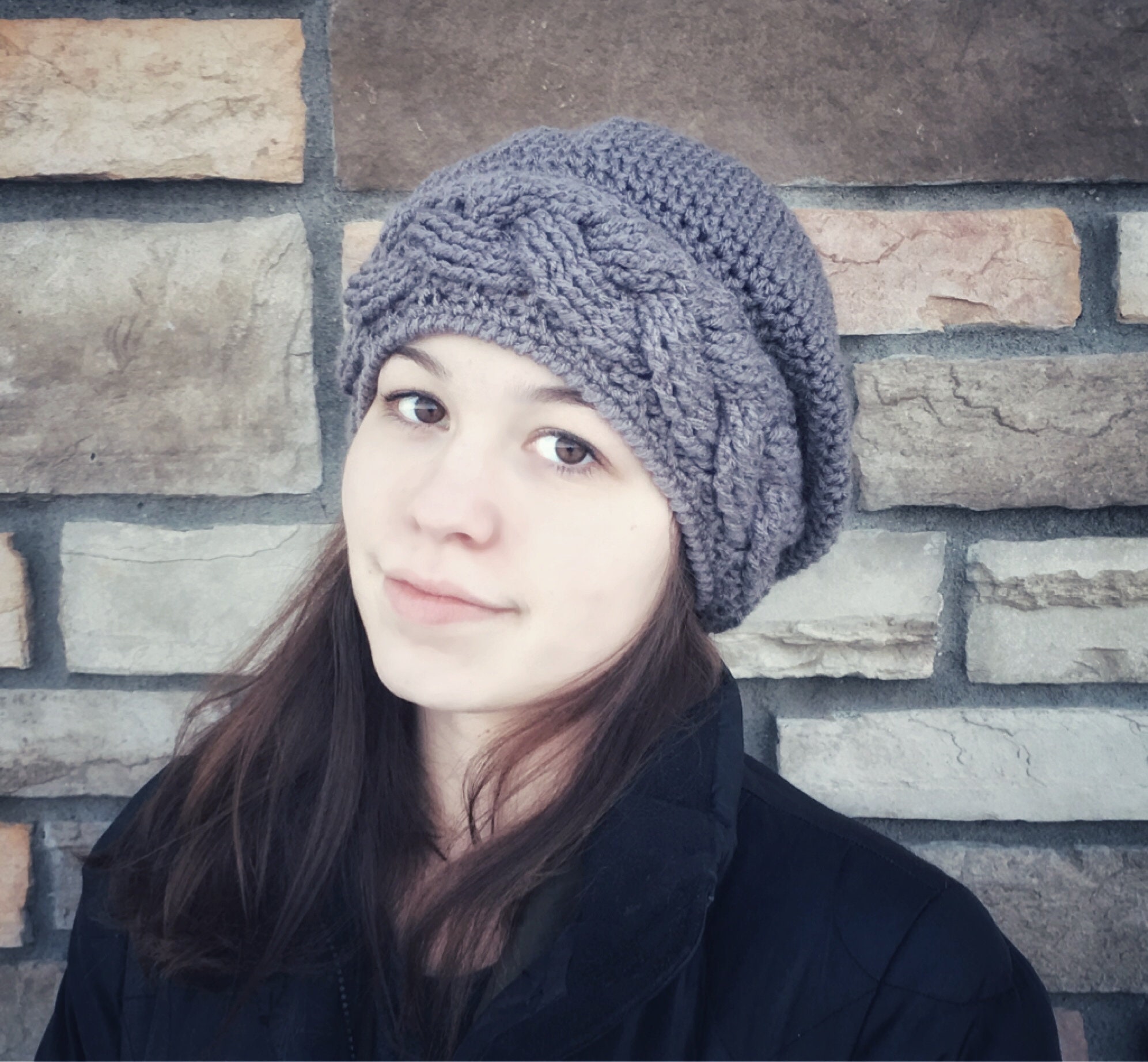 Cable Slouch Hat Crochet Pattern 
