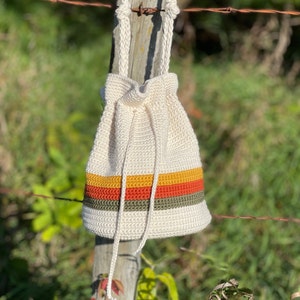 Bucket Purse Crochet Pattern Boho Chic Purse Purse with Drawstring Crochet Hand Bag image 3