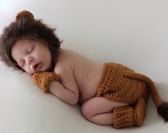 Lion Outfit Crochet Pattern – Baby Photo Prop (PDF Pattern)