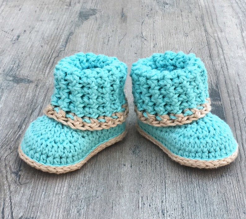 Cuffed Baby Booties Crochet Pattern Sizes 0 12 Months Baby Gift Baby Shower Includes Revised Pattern Includes Video Tutorials image 4