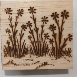 Flower magnets(SET of 3) wood burning on reclaimed wood