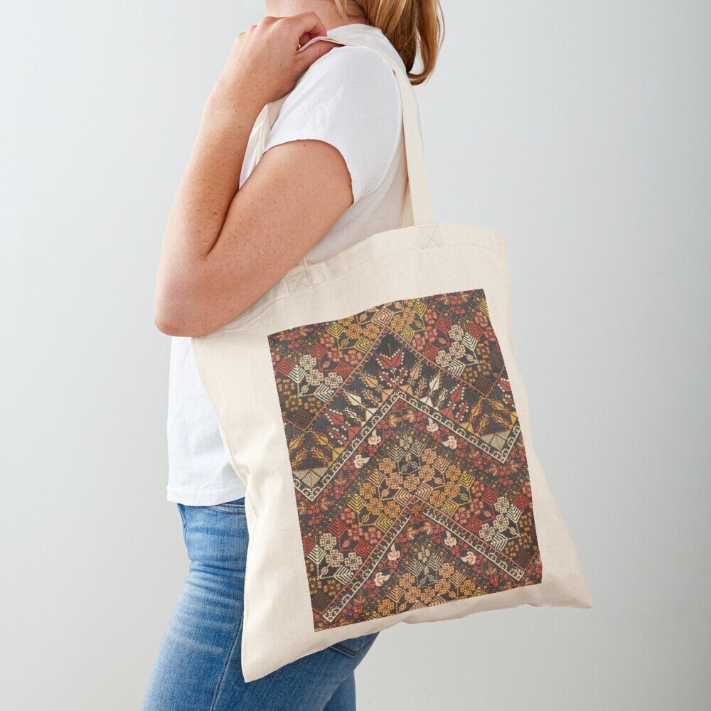 Palestinian Embroidery and Suede Crossbody Tote Bag with Tatreez