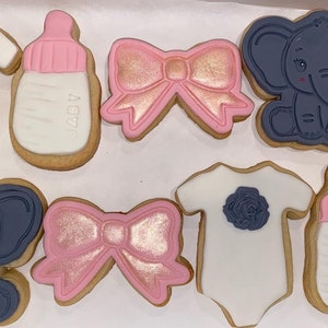 Custom fondant sugar cookies baby shower theme