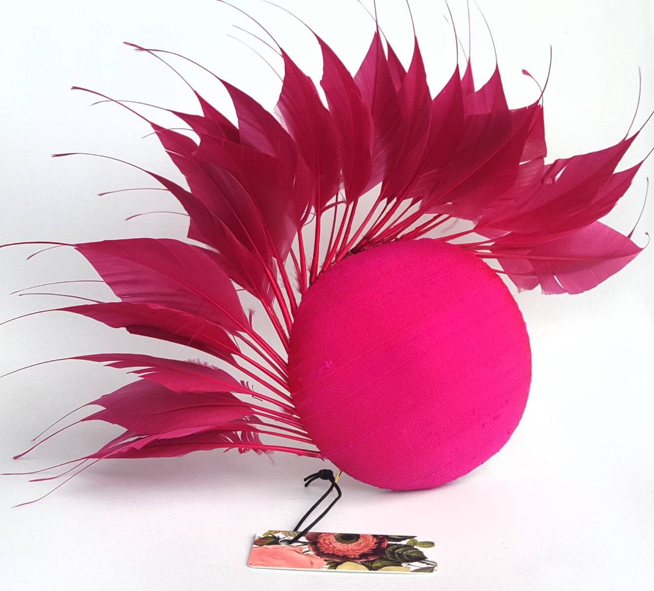 Fuchsia pink fascinator pink feather hat feather fascinator Etsy