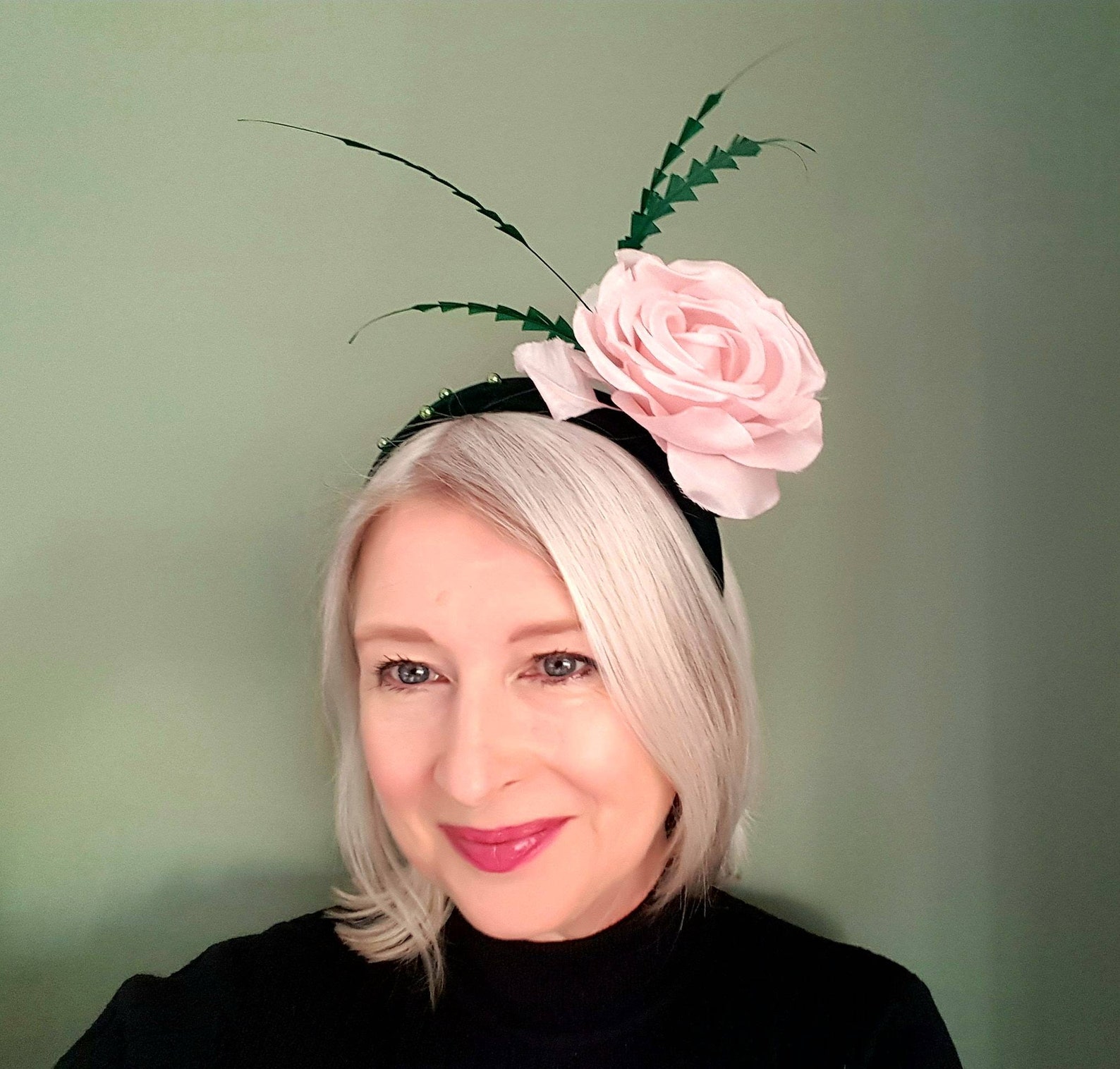 Green Fascinator Rose Fascinator Blush Fascinator Velvet Etsy UK