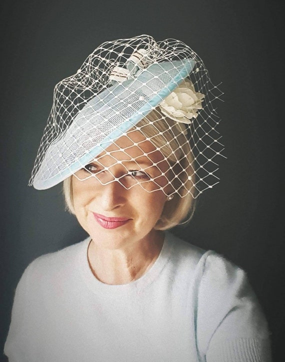 blue wedding hats uk