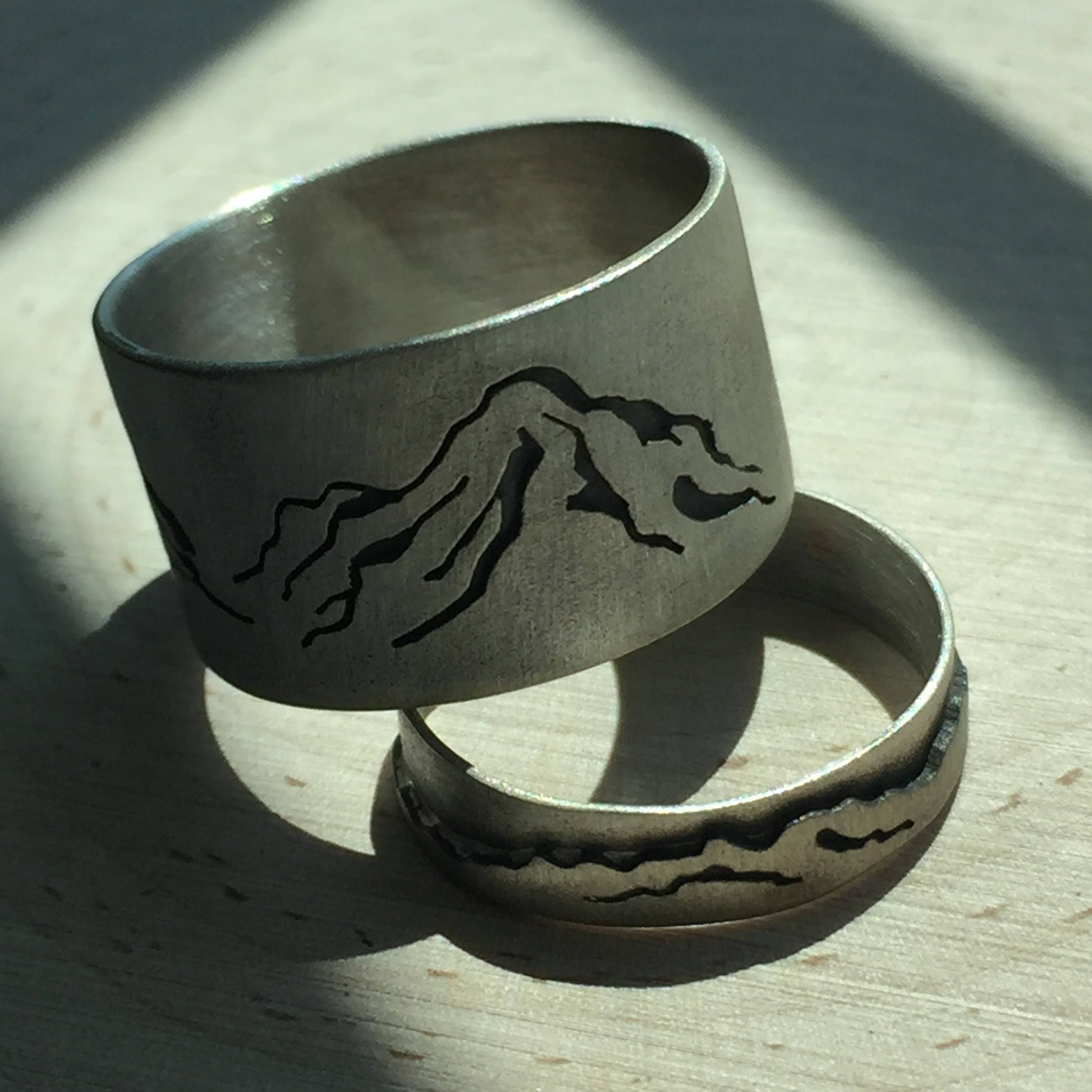 Custom Sterling Silver mountain rings