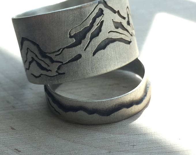 Custom Sterling Silver mountain rings