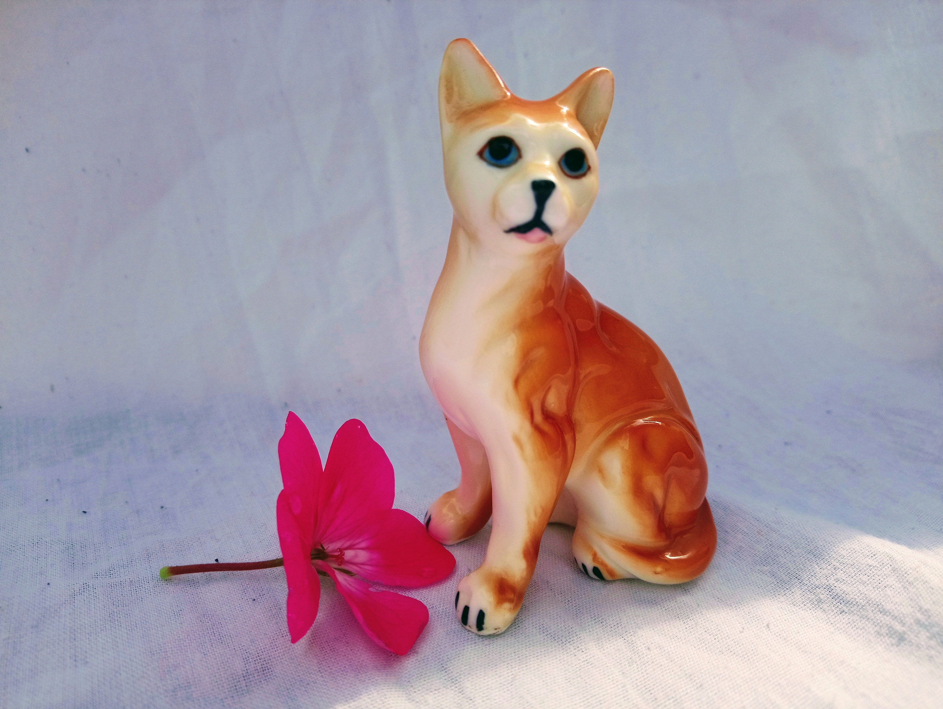 VINTAGE GINGER CAT Figurine Ceramic Cat Ornament Orange Cat Etsy UK