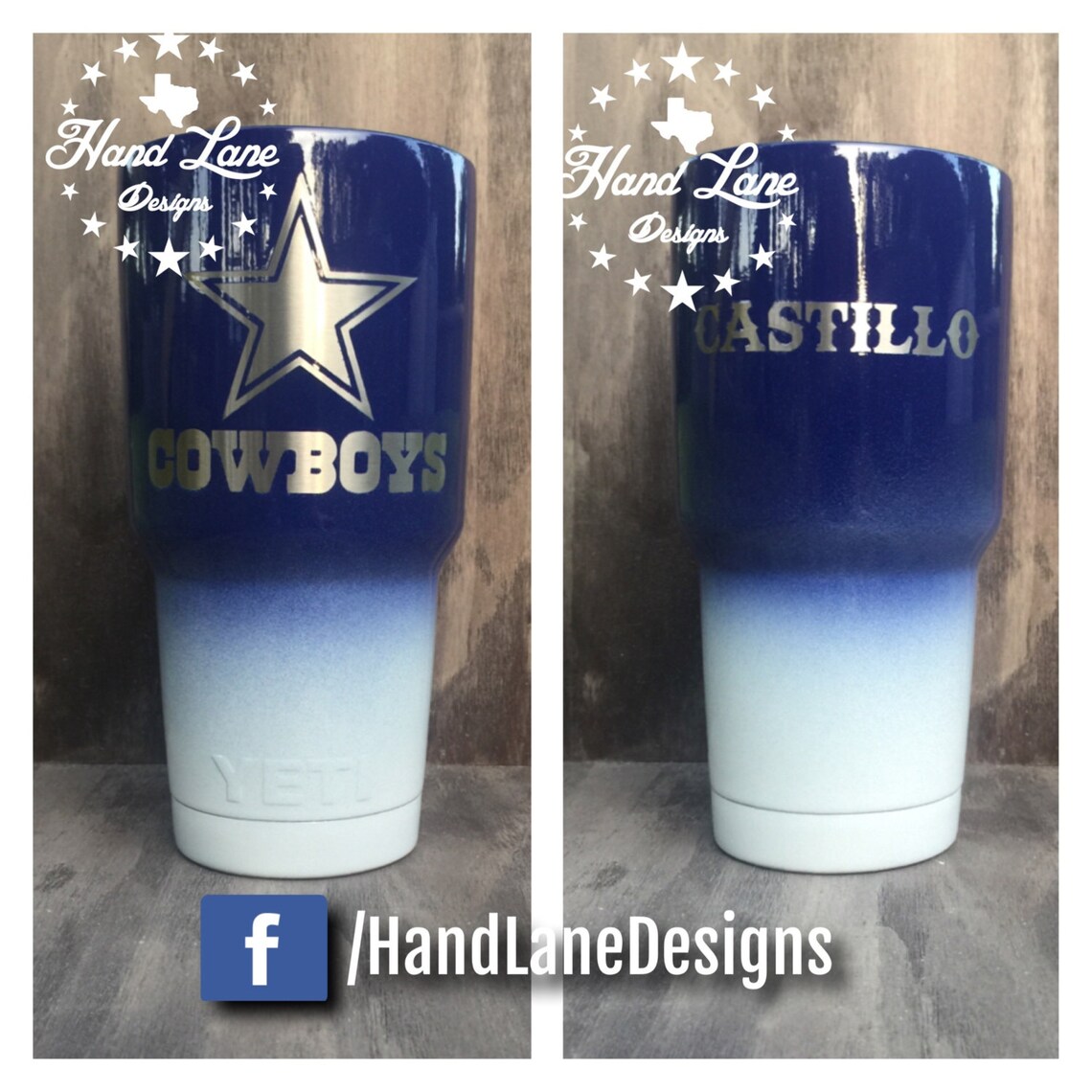 Custom Powder Coated Dallas Cowboys Yeti/hogg/rtic/ozark Tumbler 20oz ...