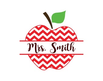 Download Teacher Cut File, Chevron Teacher Apple, Split Monogram ...