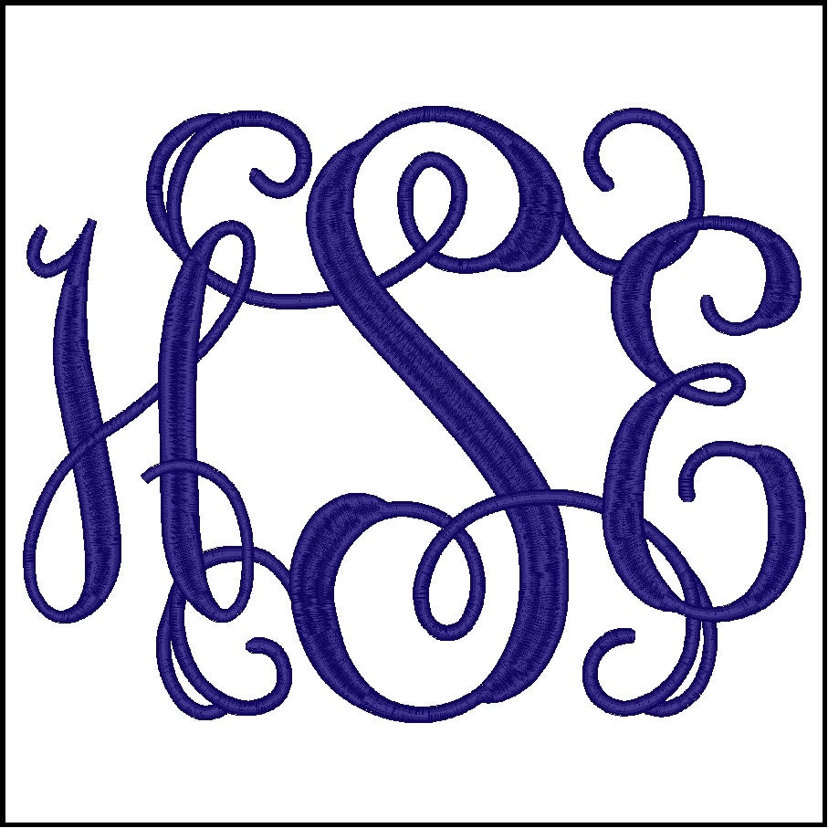 Embroidery Font Vine Monogram Font Interlocking Vine, Script Monogram