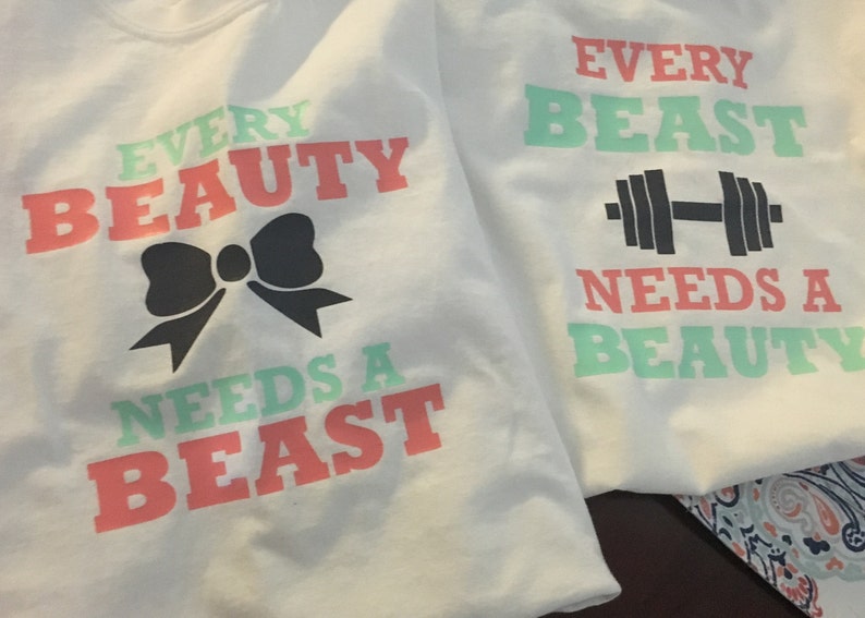 Every Beast Every Beauty Cut File, Beauty and Beast, work out, beauty bow, couples matching image 2