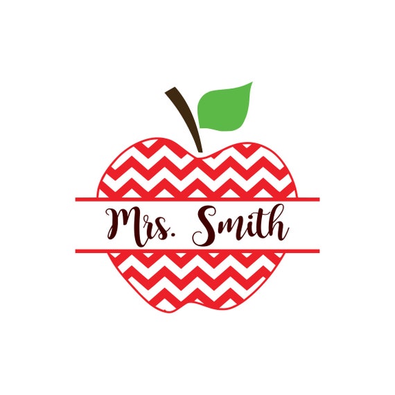 Download Teacher Cut File Chevron Teacher Apple Split Monogram Font Etsy