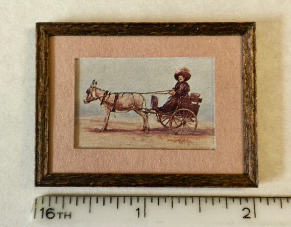 Dollhouse Miniature 1:12 Famous Equestrian Print in a Gold Frame
