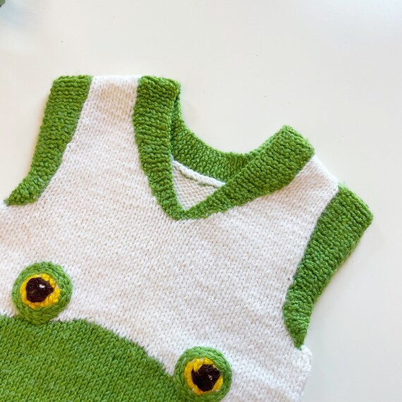 Handmade Knit Frog Sweater Vest - image 3
