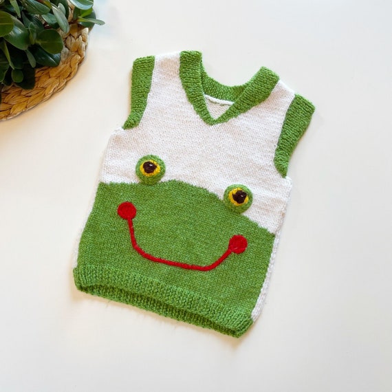 Handmade Knit Frog Sweater Vest - image 1