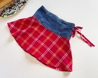 Vintage Route 66 Denim Flannel Skirt | Size 6