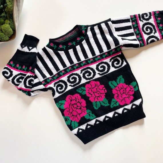 Vintage 80's Jet Set Rose Sweater - image 1