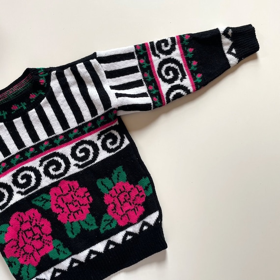 Vintage 80's Jet Set Rose Sweater - image 2