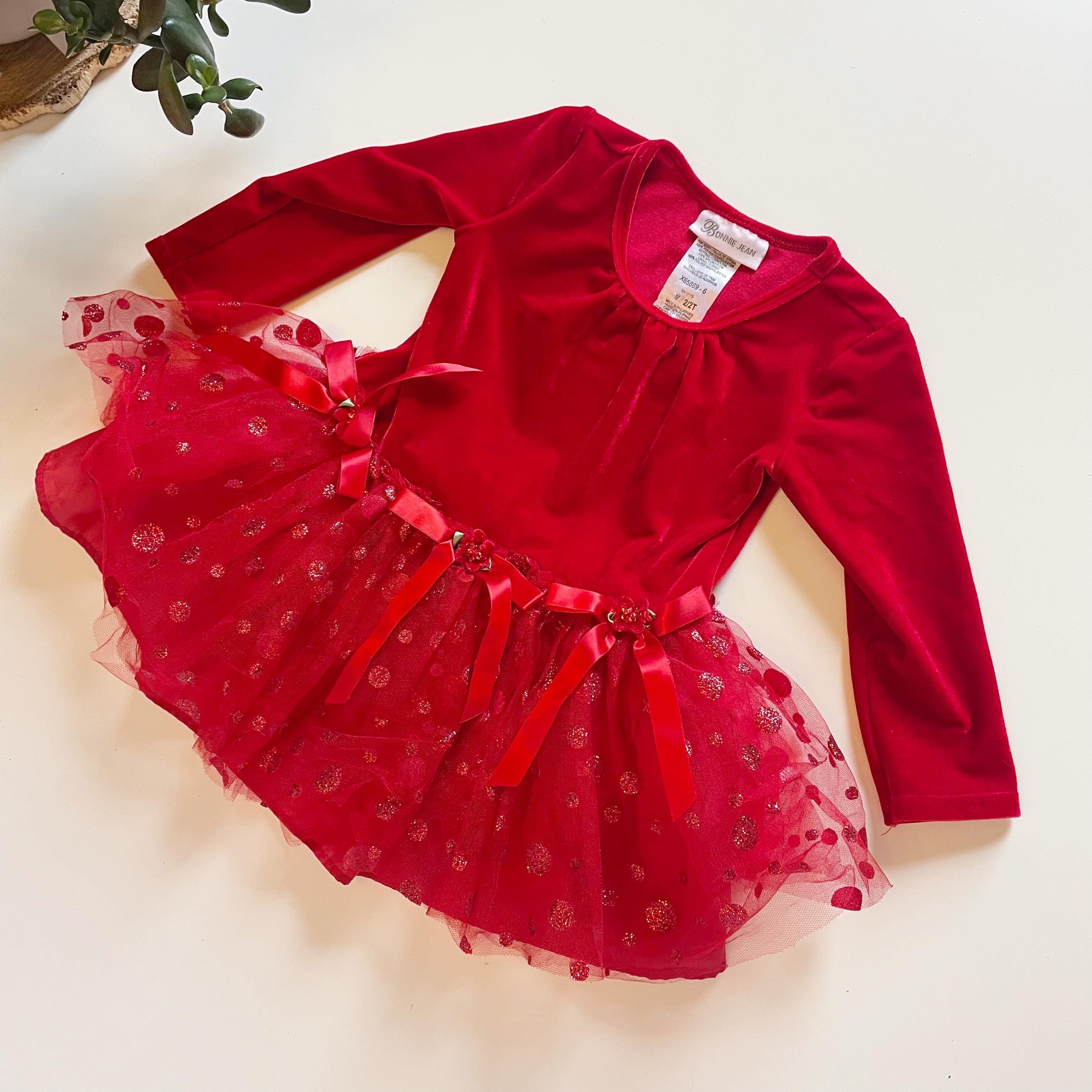 bonnie jean holiday dresses red Velour Tulle Dress | 2T tropical leaf print dress