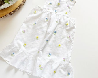 Vintage Emmys Embroidered Floral Pinafore Dress