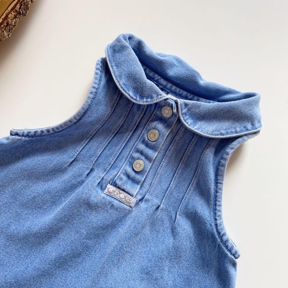 Vintage Cherokee Sleeveless Denim Collared Dress | 6-9m - Etsy