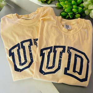 Custom College distressed short sleeve t-shirt comfort colors