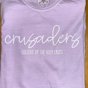 Custom College Slogan, Mascot University Tshirt- Comfort Colors long and short sleeve Orchid