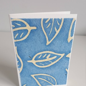 Light blue leaf design blank card, handmade paper, beautiful textured paper, handmade stationery, blank note cards