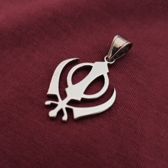 Stainless Steel Khanda Pendant: Sikh Military Symbol Charm UK