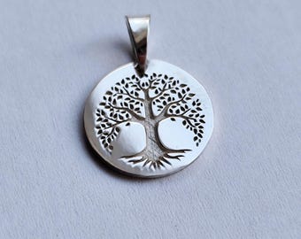 Exclusive Tree of Life Sterling Silver Charm Pendant -  Talisman, 15mm Handmade  Amulet