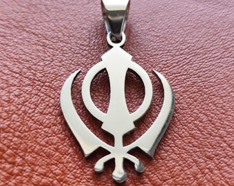 Stainless Steel Khalsa Pendant: Sikh Military Symbol Charm
