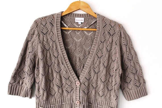 Vintage Italiaanse Cardigan BIAGGINI vrouwen vest jasje Tan Biaggini Jasje | shop4kleding.nl