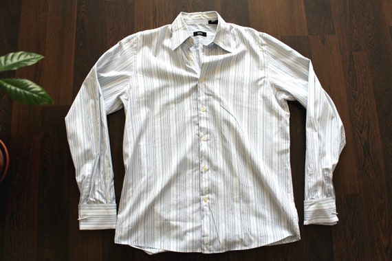 hugo boss white long sleeve shirt