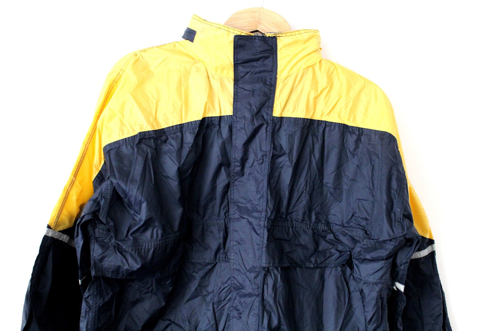 Vintage Nylon Jacket 90's Raincoat Blue Yellow Rain | Etsy