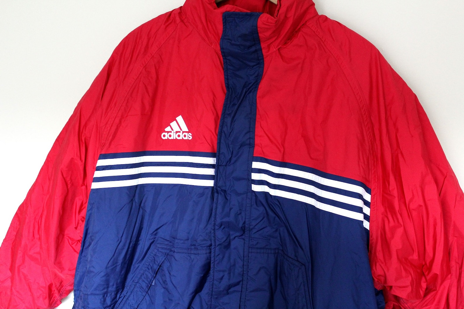Vintage ADIDAS Jacket Adidas Polyester Puffer Blue Red Parka | Etsy