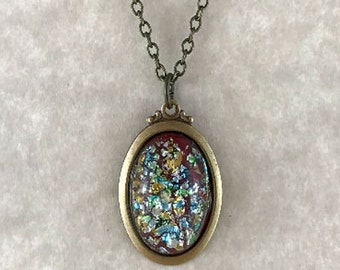 Brass Red Opal Necklace