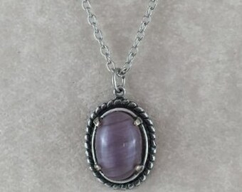 Silver Amethyst Quartz Necklace