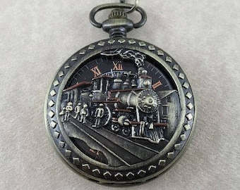 Mechanical Train Pocket Watch Brass