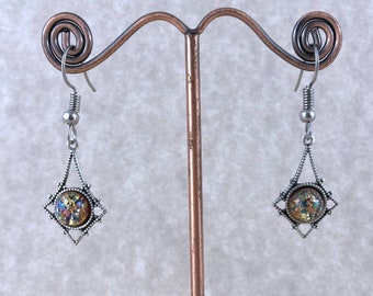 Silver Rainbow Opal Earrings