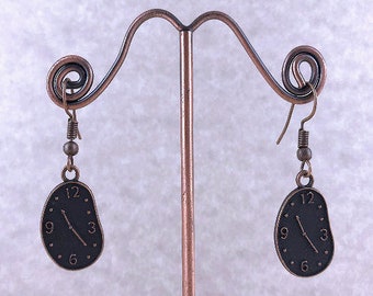 Copper Oblong Clock Earrings