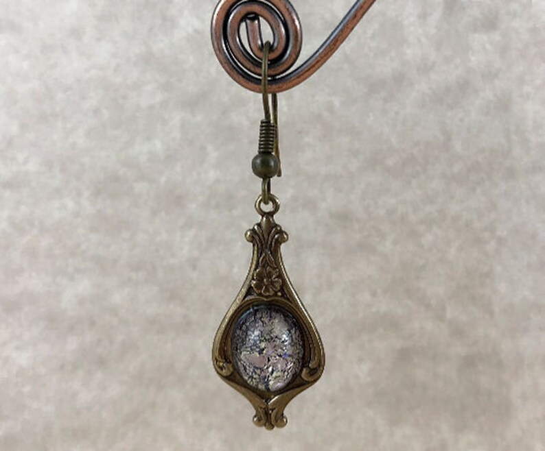 Art Nouveau Opal Earrings Brass
