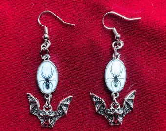 Spider and Bat Earrings | Gothic Horror Fantasy Halloween