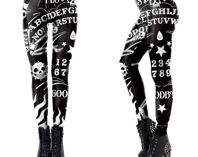 Featured listing image: Gothic Ouija Board Print Leggings | Yoga Pants | Dark Skull Stretchy