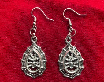 Spider and Web Earrings | Gothic Horror Fantasy Halloween