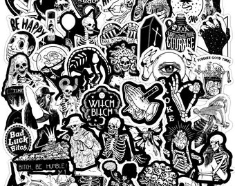 Gothic Punk Skeleton Skull Stickers | Style 1 | 50pc Sticker Set