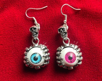 Red and Blue Evil Eye Earrings | Gothic Fantasy Halloween