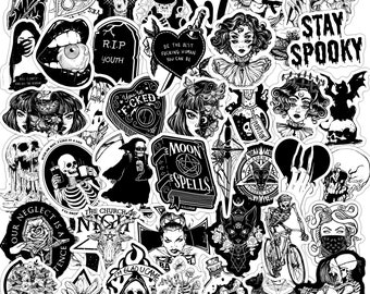 Gothic Punk Skeleton Skull Stickers | Style 2 | 50pc Sticker Set