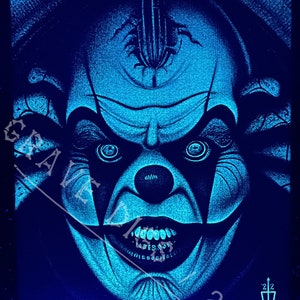 Evil Clown Original Glow In The Dark Canvas Wall Art Handmade Gothic Skull Home Decor image 2